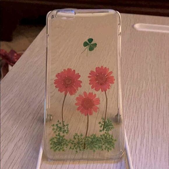 iPhone 6 Plus CLEAR SNAP Case w pressed flowers - Picture 1 of 7
